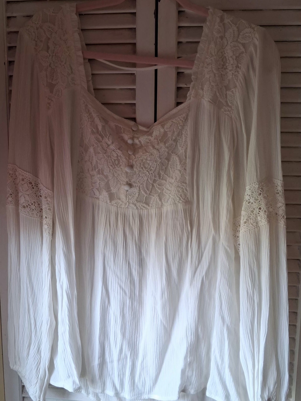 Maurices Cream Lace Peasant Blouse
